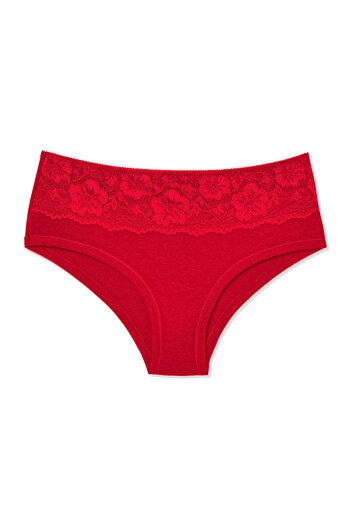 HNX Cotton Front Waist Lace Detailed High Waist Women's Panties