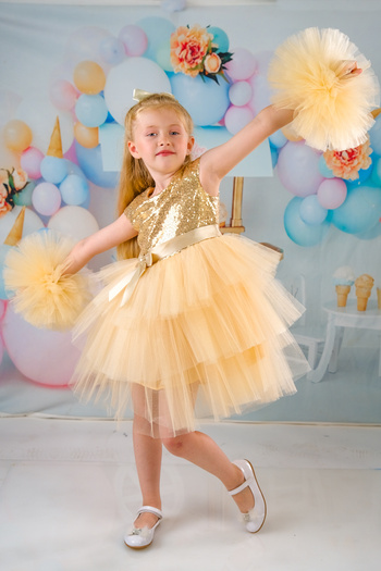 Sevimlice Kids Βραδινό φόρεμα για κορίτσια με μανίκια πόρπη για γενέθλια