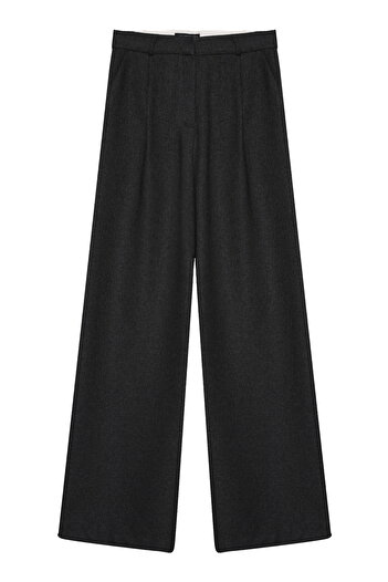 Quzu Anthracite Wide Leg Palazzo Trousers