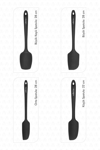valletta Osteris Heat Resistant Fireproof Non-Stick Silicone Spatula Set 4 Pieces Black