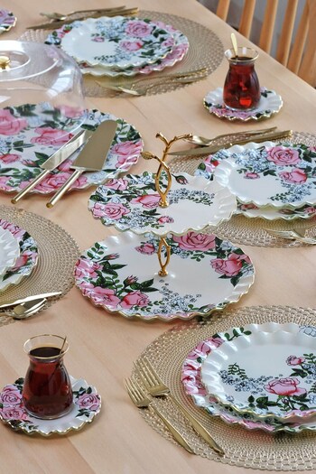 Glore Roseline Cream Gold Gilded Glass Cookie Holder