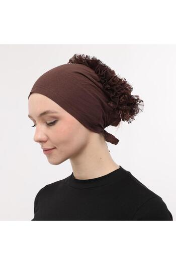Sensu Front Stitched Back Tied Knob Lace Frilly Hijab Inner Cap