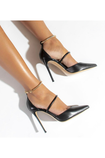 Giydim Gidiyor Gold Anklet Stiletto Black
