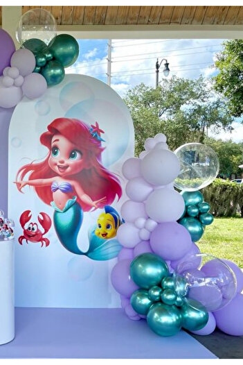Çemrek Süs Parti Lilac Chrome Green Balloon Chain Set 100S Suitable for Mermaid Concept
