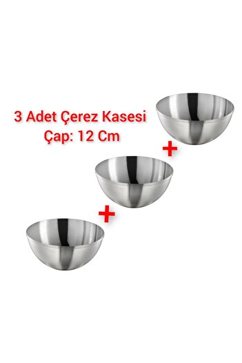 IKEA 3 Pieces Mini Snack Bowl 12X6 cm Ikea Set of 3 Metal Bowl Stainless Steel Snack Bowl Volume 0.5 Liters
