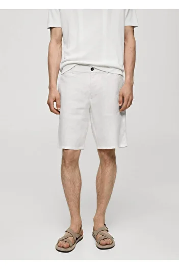 MANGO Man Slim Fit 100% Linen Bermuda Shorts