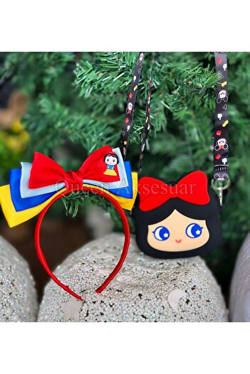 QUEEN AKSESUAR Luxury Design Cotton Princess Folded Bow Satin Crown Strap Bag Wallet Children's Gift Set