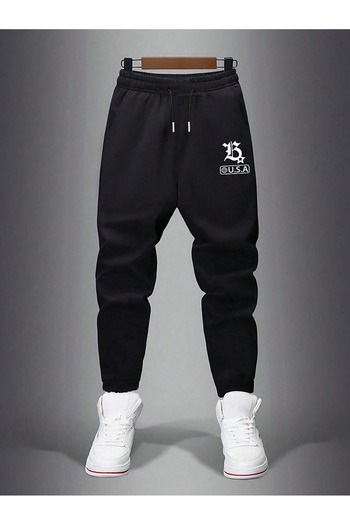 Boi Usa Star Sweatpants Jogger - Μαύρο εμπριμέ ψηλόμεσο λαστιχένιο πόδι