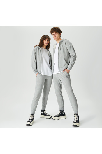 Converse Unisex Gri Fermuarlı Hoodie