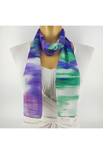 Tedz Collection PAREDORA Soft Transitional Green Purple Long Scarf