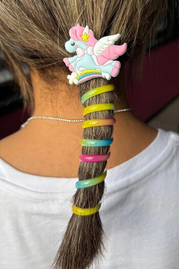 TAKIŞTIR Blue Color Unicorn Figured Spring Spiral Buckle