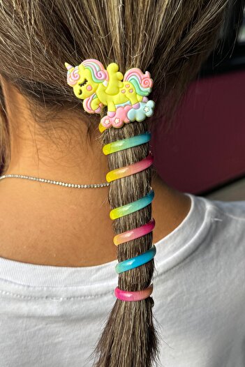 TAKIŞTIR Yellow Color Unicorn Figured Spring Spiral Buckle