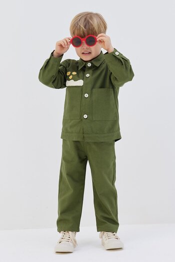 Tics Green Gabardine Jacket Set