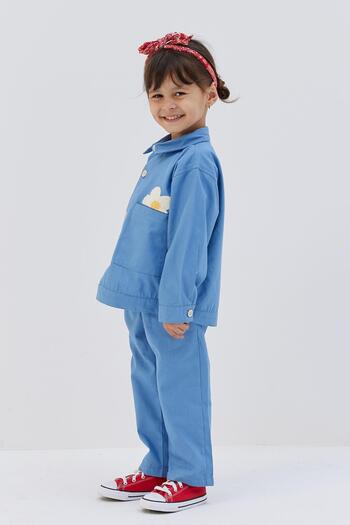 Tics Blue Gabardine Jacket Set