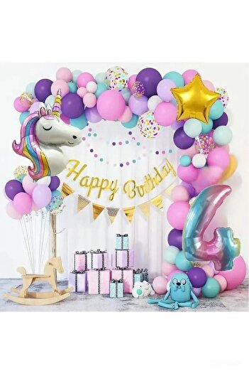parti hediye sepeti Colorful Luxury Unicorn Birthday Set