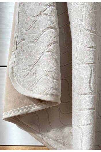 Alpar Tekstil Double Sided Plush Welsoft Baby Blanket - Girls and Boys, Winter and Spring, Layered - Beige