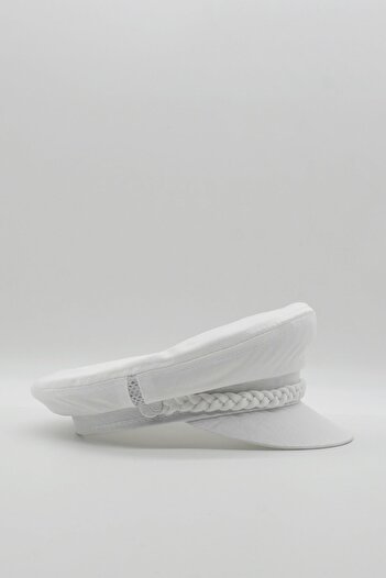 Külah Women's Captain Hat Summer Baker Boy Cap - White