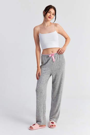 Ecrou Women's Gray Soft Straight Pants, Pajama Bottoms