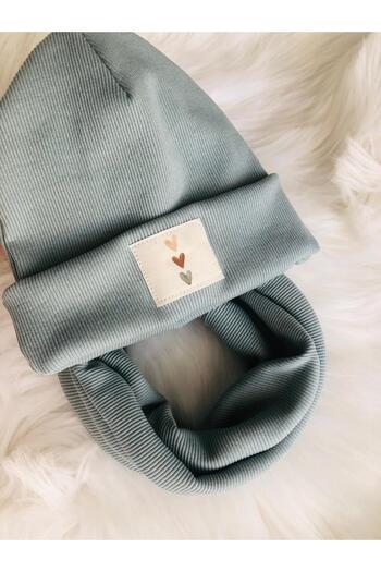 afralya home Cotton Rib Labeled Baby Beanie Neck Collar Set Baby Kids Personality Beanie Set