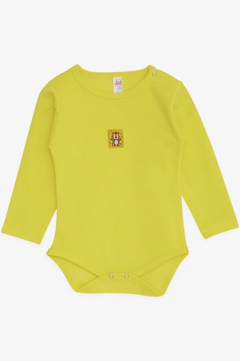 Breeze Neon Yellow Snap-On Bodysuit for Baby Boy - 9 Months-3 Years, Lion Print