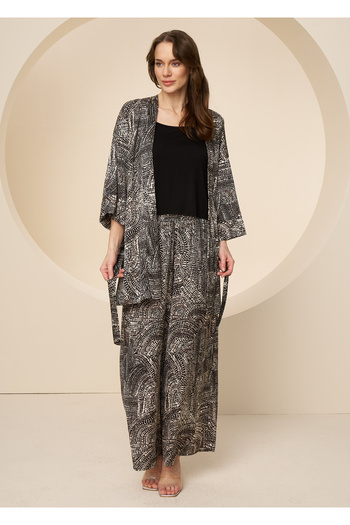 CAROLINE 3-Piece Pajama Set with Pockets and Belted