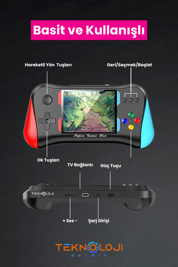 Teknoloji Gelsin 500 Oyun Retro sup konsolu x7m 3,5 inç ekran video oyunları  hd/av çıkışı taşınabilir mini gamepad