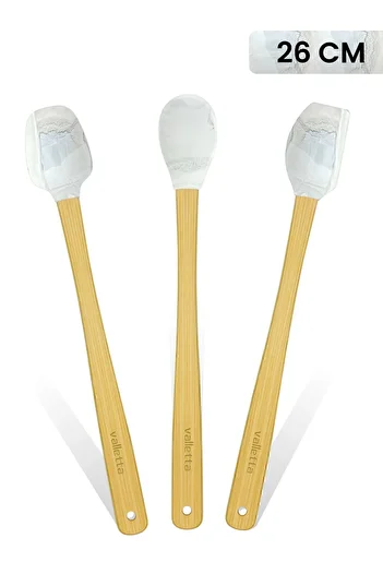 valletta Indigo 3-Piece Gray-Marble Bamboo Silicone Spatula Set - Long 26 cm