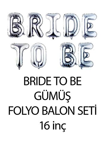 Atölye Mi Silver Bride to Be Balloon Set with Heart Balloons Bride Party Balloon Ornament Set
