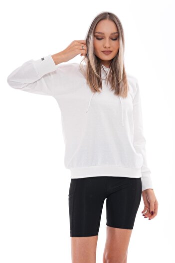 ŞİMAL Women's Hooded Sweatshirt with Sleeve Back Print Detail 255040 -