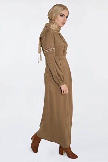 Alvina İŞLEMELİ SÜET ELBİSE 4766