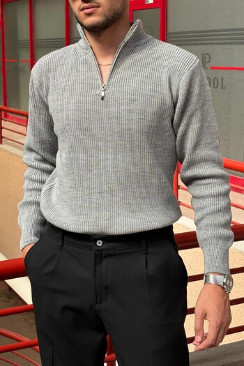 inpool Men's Winter Knitwear Sweater - Half Zipper, Stand Collar, Old Money Culture Pltk06
