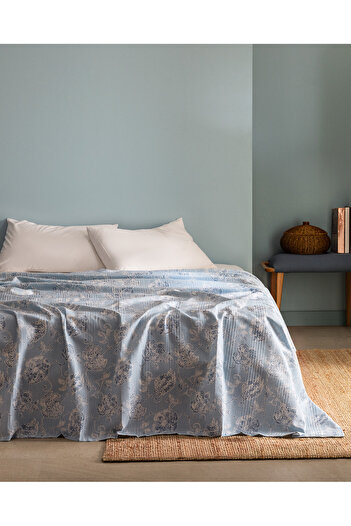 Madame Coco Cotton Ecocell Printed Blue Pique - Berne King Size