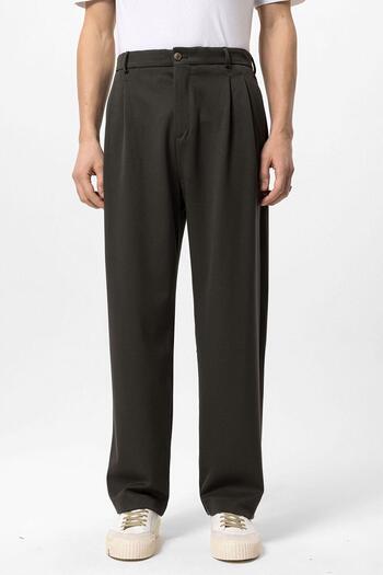 Antioch Khaki High Waist Pleated Comfortable Fit Men's Trousers