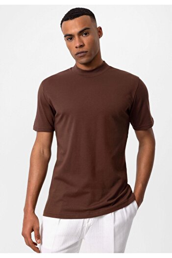 Antioch Brown Slim Fit Basic T-shirt