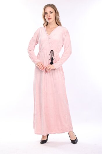 mervemoda Women's Long Sleeve Velvet Dress