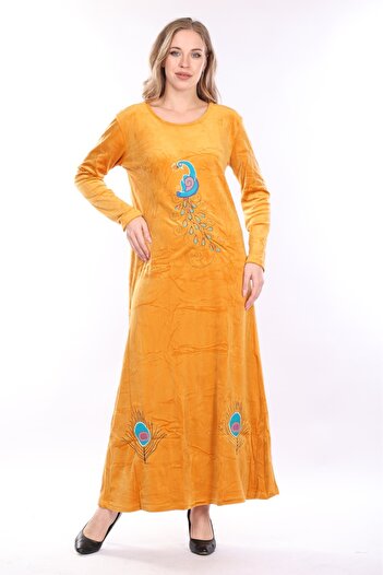 mervemoda KADIN UZUN KOL KADİFE ELBİSE
