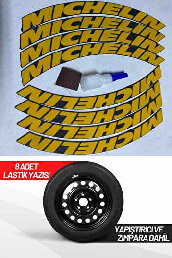 ASTUNİNG Michelin Motorcycle and Automobile Vehicle 3D Auto Tire Lettering Sticker Arma 8 Pieces Yellow Compatible