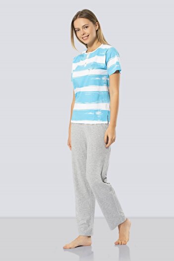 TÜREN Set pijamale cu dungi pentru femei model 639