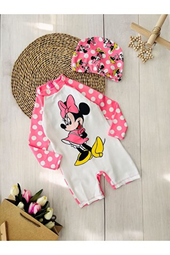 Minigimin Cicileri My Little One's Polka Dot Mnn Boneli Girls' Swimsuit - Pink
