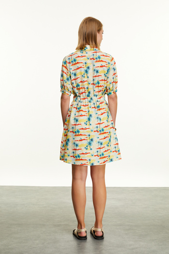 Mudo Printed Pocket Mini Shirt Dress