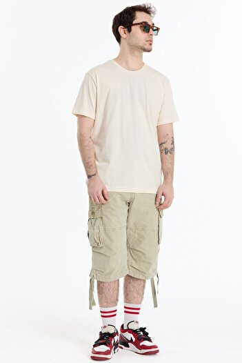 Kyron Ανδρικό T-Shirt Basic Collar 100% Cotton - Κρέμα