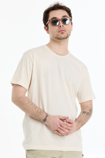Kyron Ανδρικό T-Shirt Basic Collar 100% Cotton - Κρέμα