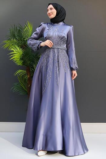 GİZ AGİYİM Βραδινό φόρεμα Alina Hijab σε σκούρο γκρι