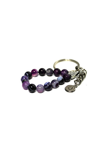 Esre Doğaltaş Takı Agate Natural Stone Lilac Keychain