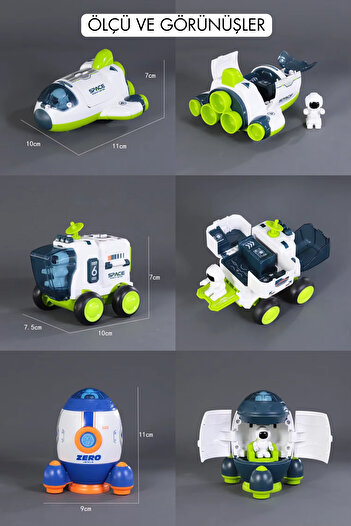 welcomein Toy Frictional Science Set Space Car with Astronaut Space Rocket Space 3-Piece Space Station Vehicles Set