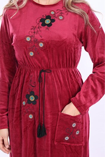 mervemoda Women's Long Sleeve Velvet Dress