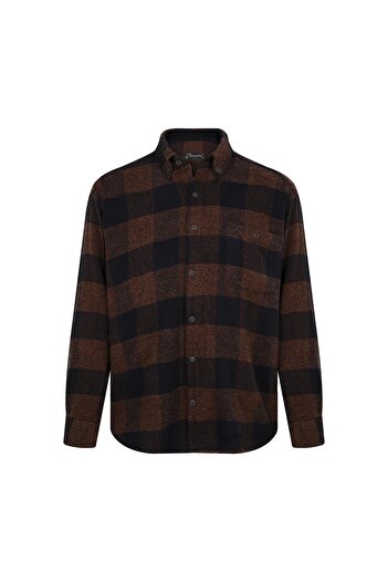 FABİO CASSANİ Men's Lumberjack Shirt - Winter, Regular Fit, Brick Color - Genuine 6918