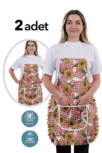 sevilya Jarse Frilly Double Pack Liquid Proof Waterproof Kitchen Apron