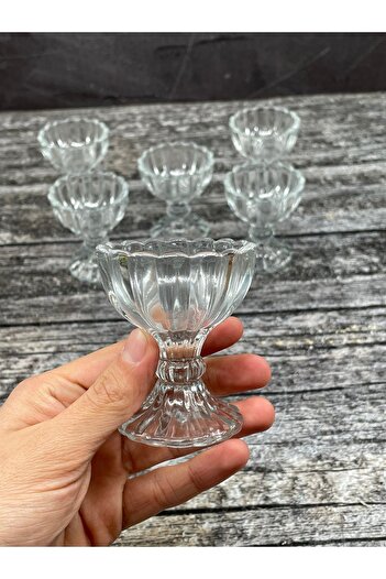 ORTAKÖY CENNETİ 6-Piece Mini Crystal Glass Luxury Turkish Delight Bowl with Legs, Coffee Side Presentation Bowl