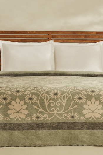 Karaca Home Flara Green Cotton Double Blanket